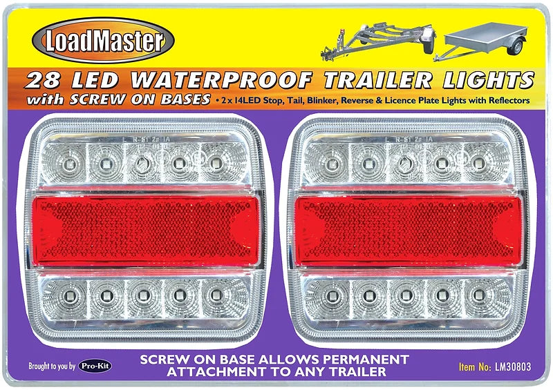 2 Pieces Trailer Lights 28 Led Waterproof With Screw On Bases - LoadMaster