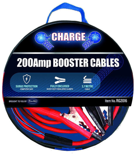 200AMP Booster Cables 2.7 Meters Long with Insulated Clamps - Charge | Universal Auto Spares