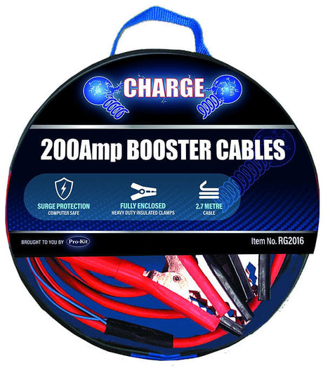 200AMP Booster Cables 2.7 Meters Long with Insulated Clamps - Charge