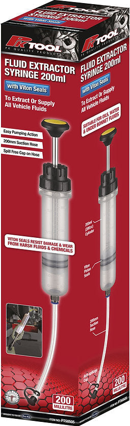 200ML Fluid Extractor Syringe, Disassembles For Easy Cleaning - PKTool | Universal Auto Spares