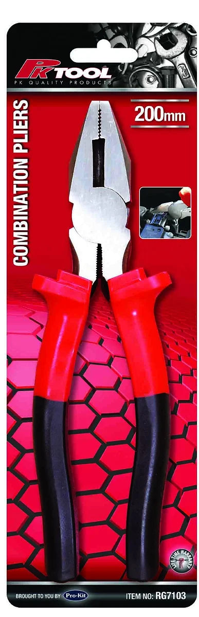 200mm (8”) Combination Pliers Long Cutting Edge & Serrated Gripping Edge - PKTool