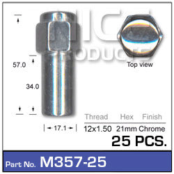 Chrome Nuts pk25 M357-25 - Nice Products | Universal Auto Spares
