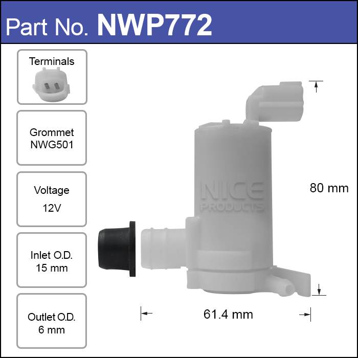 Washer Pump NWP772 - Nice Products | Universal Auto Spares