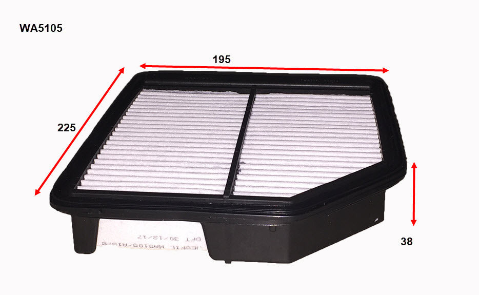 Air Filter A1578 Fits Honda WA5105 - Wesfil