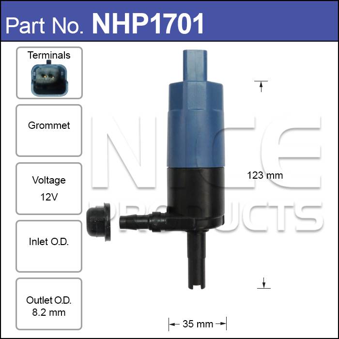 HEADLight Washer Pump NHP1701 - Nice Products | Universal Auto Spares