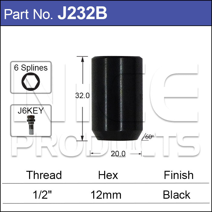 Allen Key Nut 1/2 UNF Black J232B - Nice Products | Universal Auto Spares