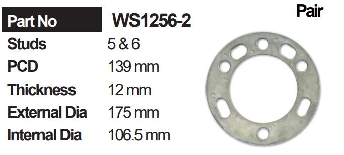 Wheel Spacers (Pair) WS1256-2 - Nice Products | Universal Auto Spares