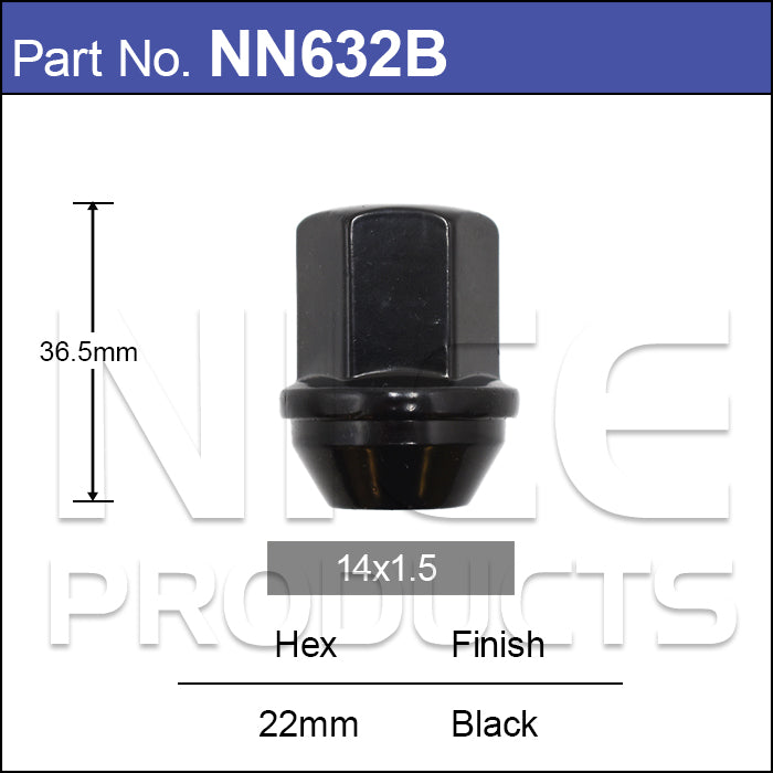 Black Wheel Nut NN632B - Nice Products | Universal Auto Spares