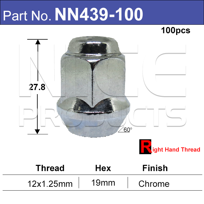 Wheel Nuts pk100 NN439-100 - Nice Products | Universal Auto Spares