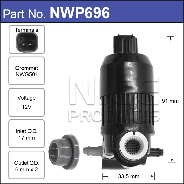 Washer Pump NWP696 - Nice Products | Universal Auto Spares
