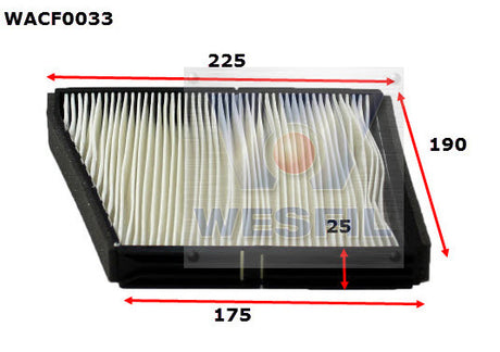 Cabin Filter RCA124P Fits Daewoo WACF0033 - Wesfil