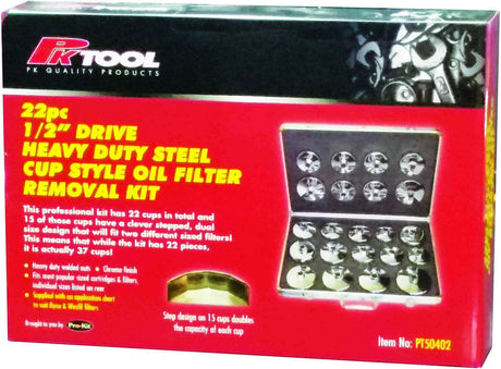 22 Pieces Oil Filter Removal Cup Professional Kit - PKTool | Universal Auto Spares