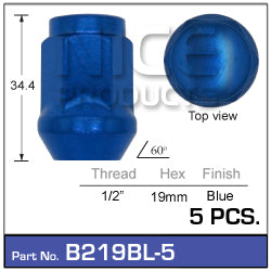 Blue Nuts (pk5) B219BL-5 - Nice Products | Universal Auto Spares