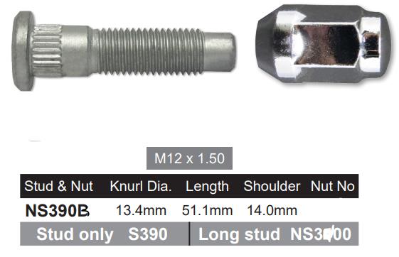 Wheel Stud & Nut NS390B - Nice Products | Universal Auto Spares