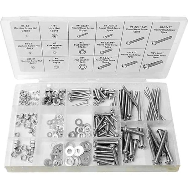 224 Piece Stainless Nut Bolt & Washer Kit Set - PKTool