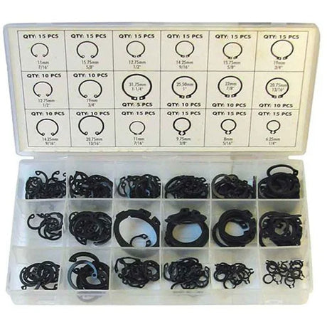 225 Piece Retaining & Snap Rings Assortment - PKTool