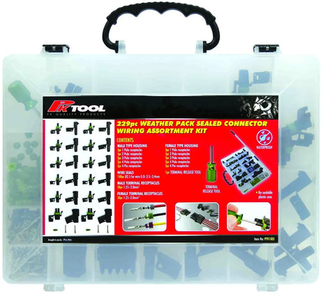 229 Piece Weather Pack Sealed Connector Wiring Assortment Kit - PKTool