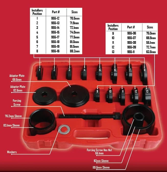 23 Piece Wheel Bearing Removal & Installation Kit - PKTool