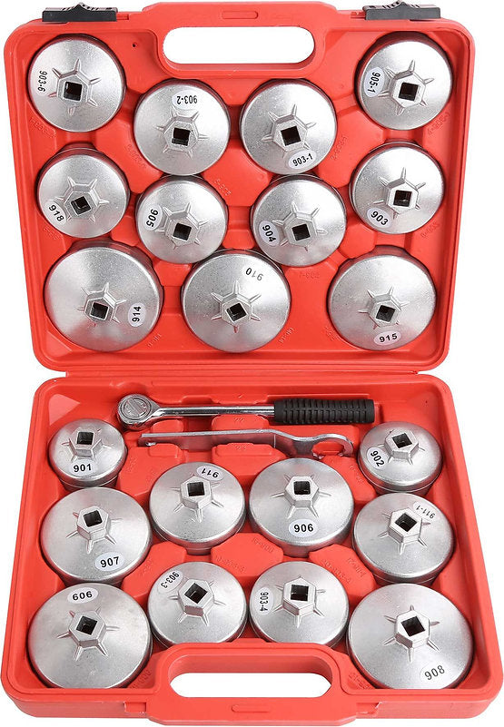 23 Pieces 1/2˝ DR Aluminium Cup Style Oil Filter Removal Kit - PKTool