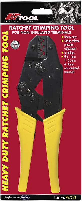 230mm (9”) Heavy Duty Ratchet Non-Insulated Terminal Crimping Tool - PKTool