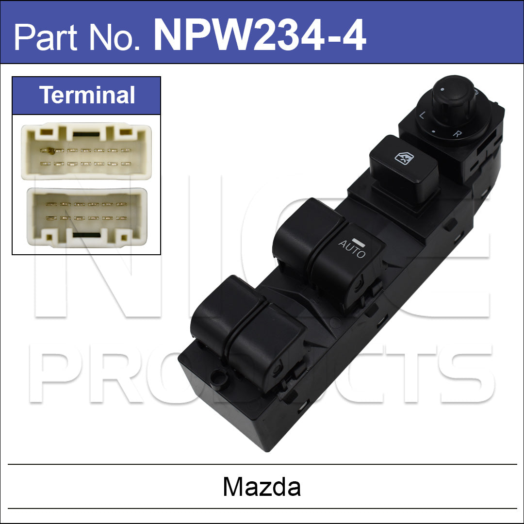 Power Window Switch Main Mazda NPW234-4 - Nice Products | Universal Auto Spares