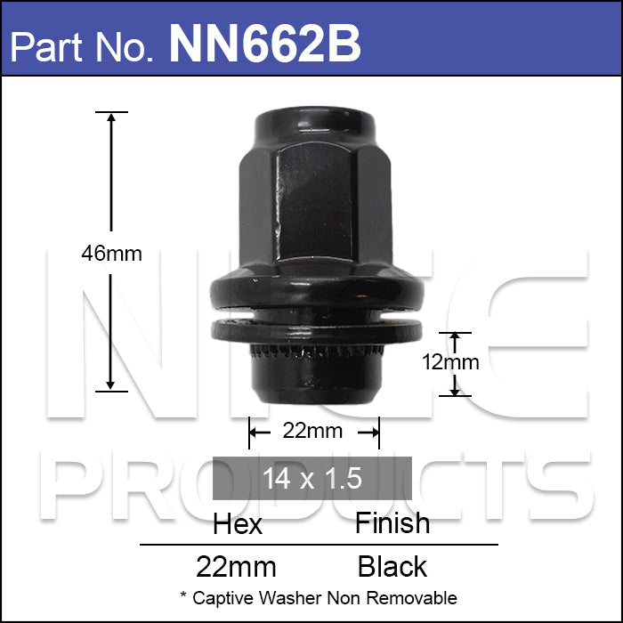 Black Wheel Nuts NN662B - Nice Products | Universal Auto Spares