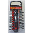 24 Piece 3/8” DR CR-V 200mm Regular Socket, Screwdriver, Star & Hex Bit Socket & Ratchet Set - PKTool