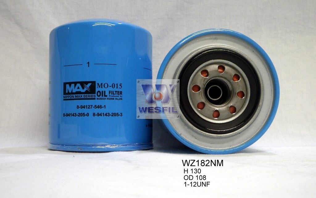 Oil Filter Z182 Fits Holden WZ182NM - Wesfil
