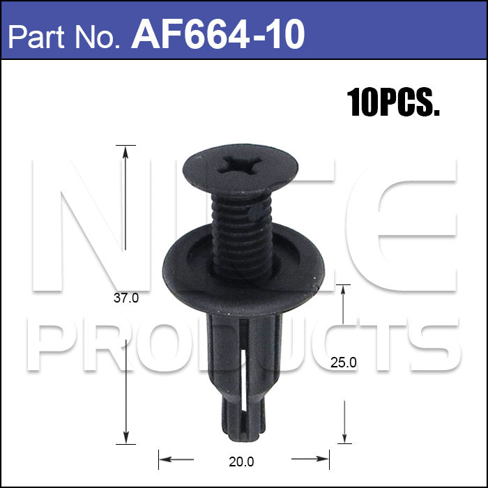 Fasteners Pkt 10 AF664-10 - Nice Products | Universal Auto Spares