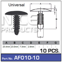 Fasteners Pkt 10 AF010-10 - Nice Products | Universal Auto Spares
