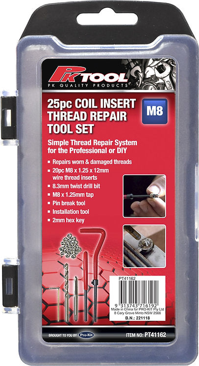 25 Pieces M6 & M8 Coil Insert Thread Repair Tool Set | Universal Auto Spares