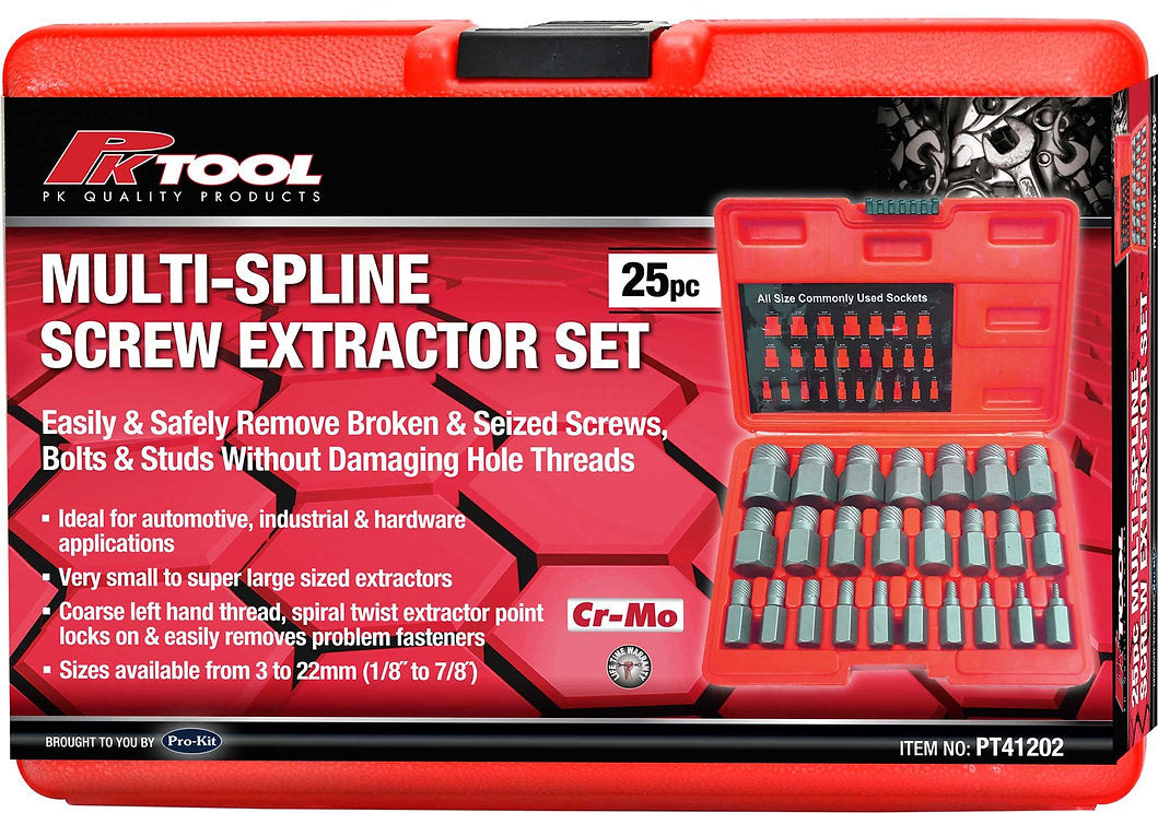 25 Pieces Multi-Spline Screw Extractor Set - PKTool