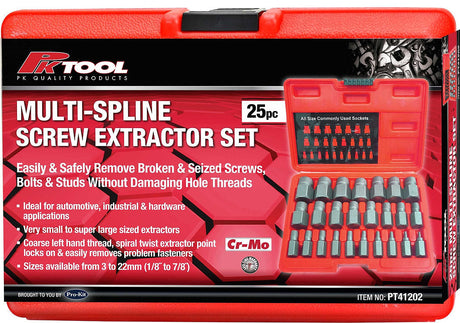 25 Pieces Multi-Spline Screw Extractor Set - PKTool | Universal Auto Spares