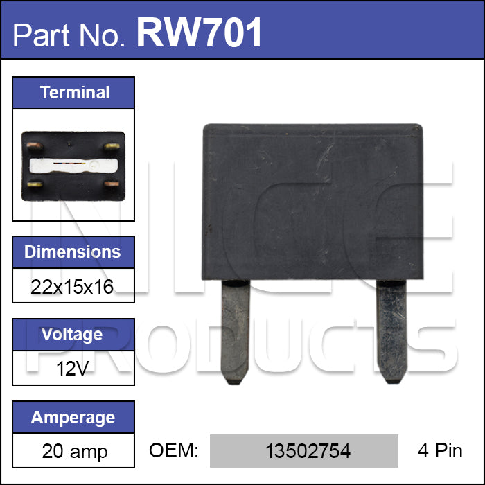 Relay OEM: 13502754 RW701 - Nice Products | Universal Auto Spares