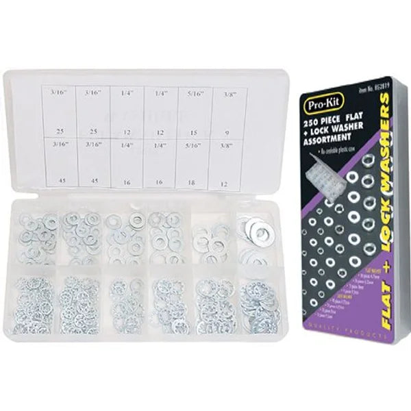 260 Piece Flat + Lock Washer Assortment - PKTool
