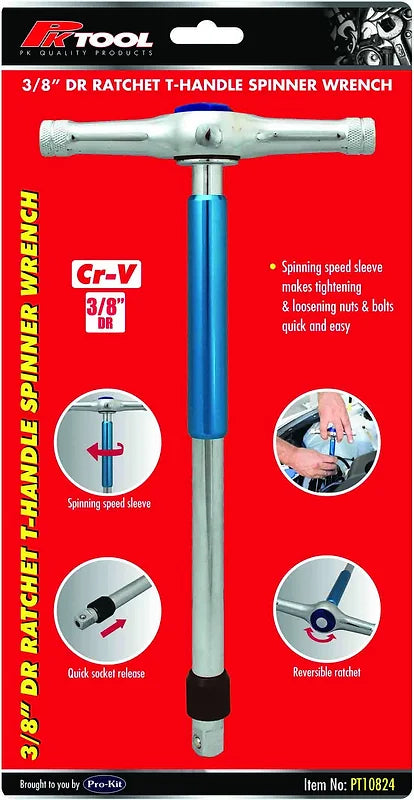 260mm 3-Way T-handle Ratcheting Spinner CR-V Socket Spanner - PKTool