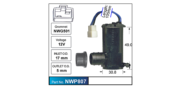Washer Pump NWP807 - Nice Products | Universal Auto Spares