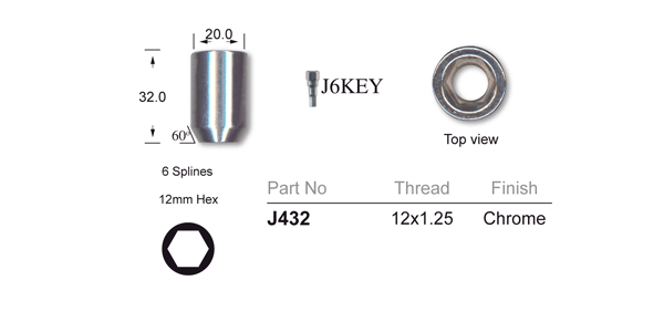 Chrome Nut Allen Key Tapered J432 - Nice Products | Universal Auto Spares