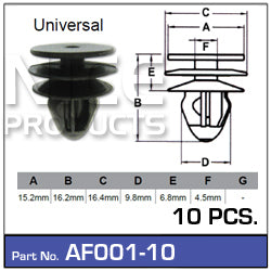 Fasteners Pack of 10 AF001-10 - Nice Products | Universal Auto Spares