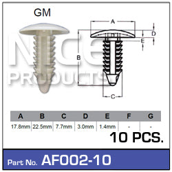 Fasteners pack of 10 AF002-10 - Nice Products | Universal Auto Spares
