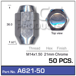 Chrome Nut pk50 A621-Pack of 50 - Nice Products | Universal Auto Spares