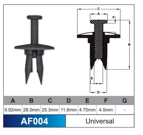 Fasteners Pack of 1,000 AF004-1000 - Nice Products | Universal Auto Spares
