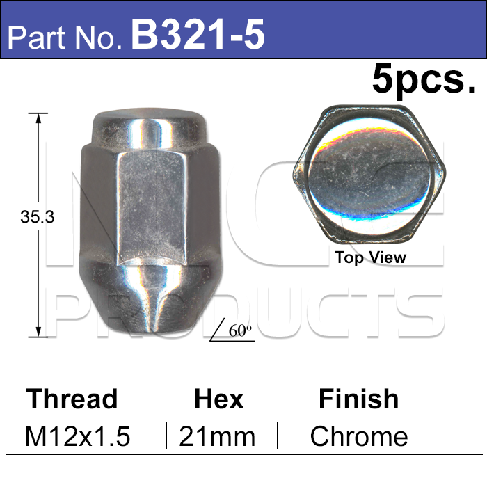 Chrome Nuts B321-5 - Nice Products | Universal Auto Spares
