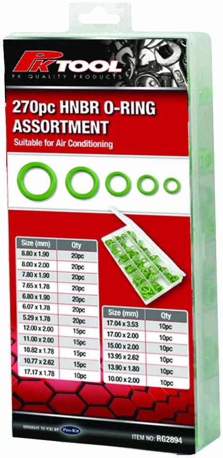 270 Piece HNBR O-Ring Assortment (Air Condition O-Ring) - PKTool | Universal Auto Spares