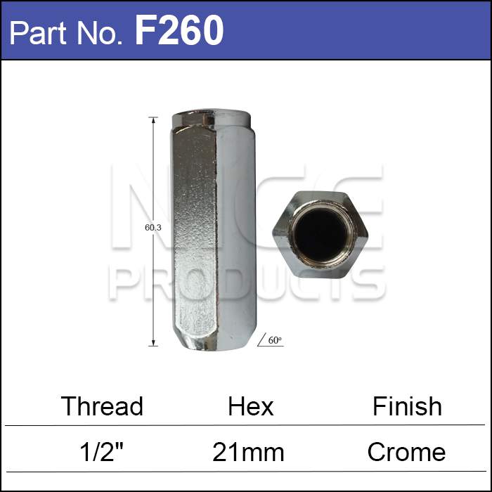 Chrome Nut F260 - Nice Products | Universal Auto Spares