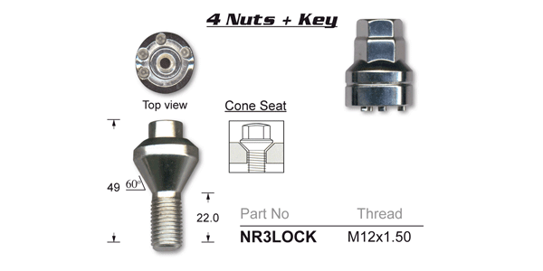 Lock Nuts (set of 4) NR3LOCK - Nice Products | Universal Auto Spares