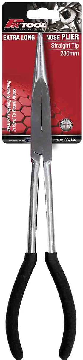 280mm (11”) Straight Long Nose Long Handle Plier - PKTool | Universal Auto Spares