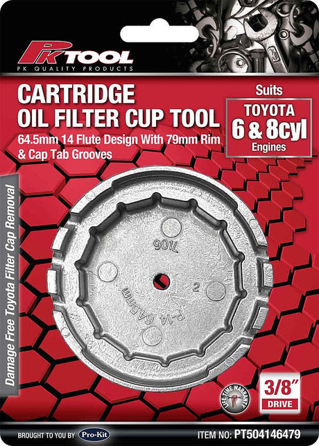 3/8” DR TOYOTA 6 & 8CYL Cartridge Oil Filter Cup Tool - PKTool