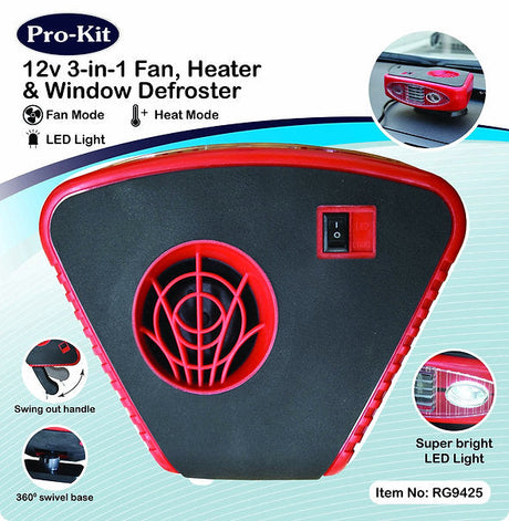 3 In 1 Heater Fan & Window Defroster with Led Torch - PKTool