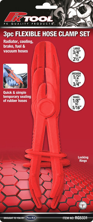 3 Piece Hose Clamping Set 1/2”, 5/8” & 3/4” - PKTool